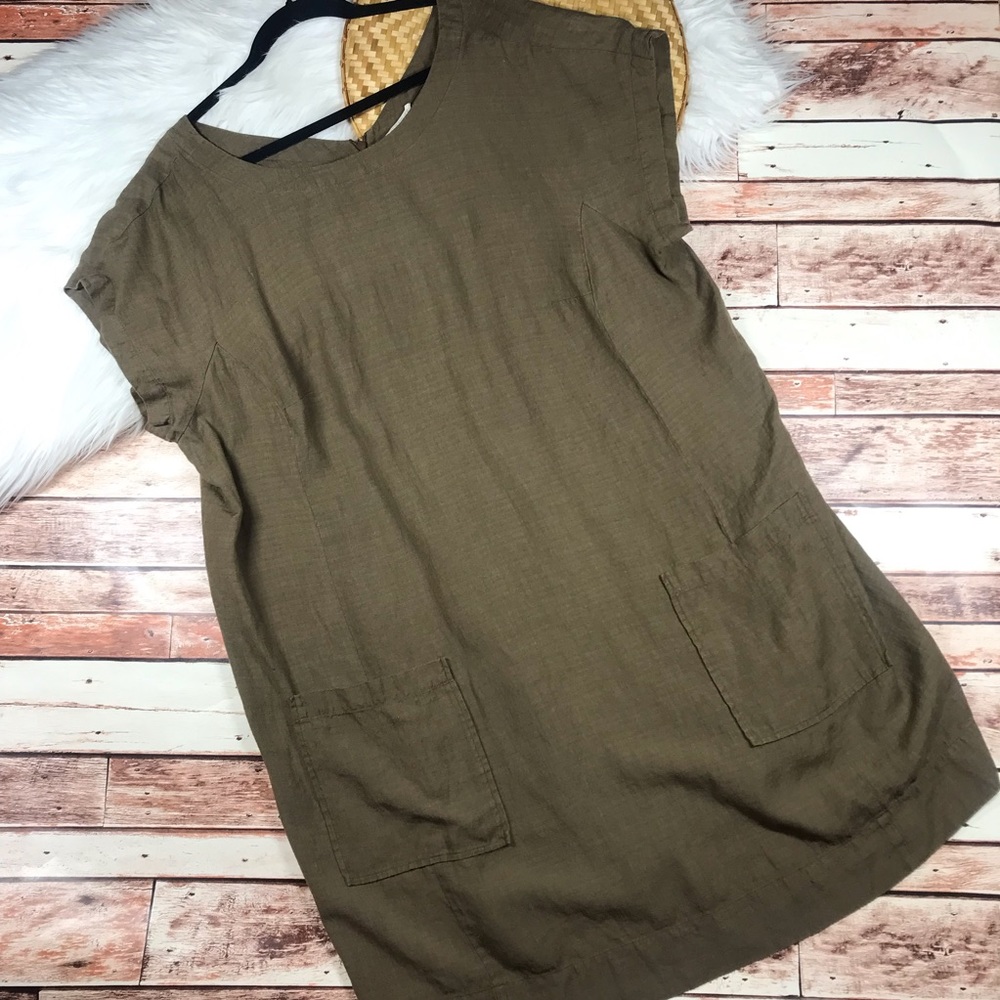 Eileen Fisher linen lagenlook dress brown art to wear